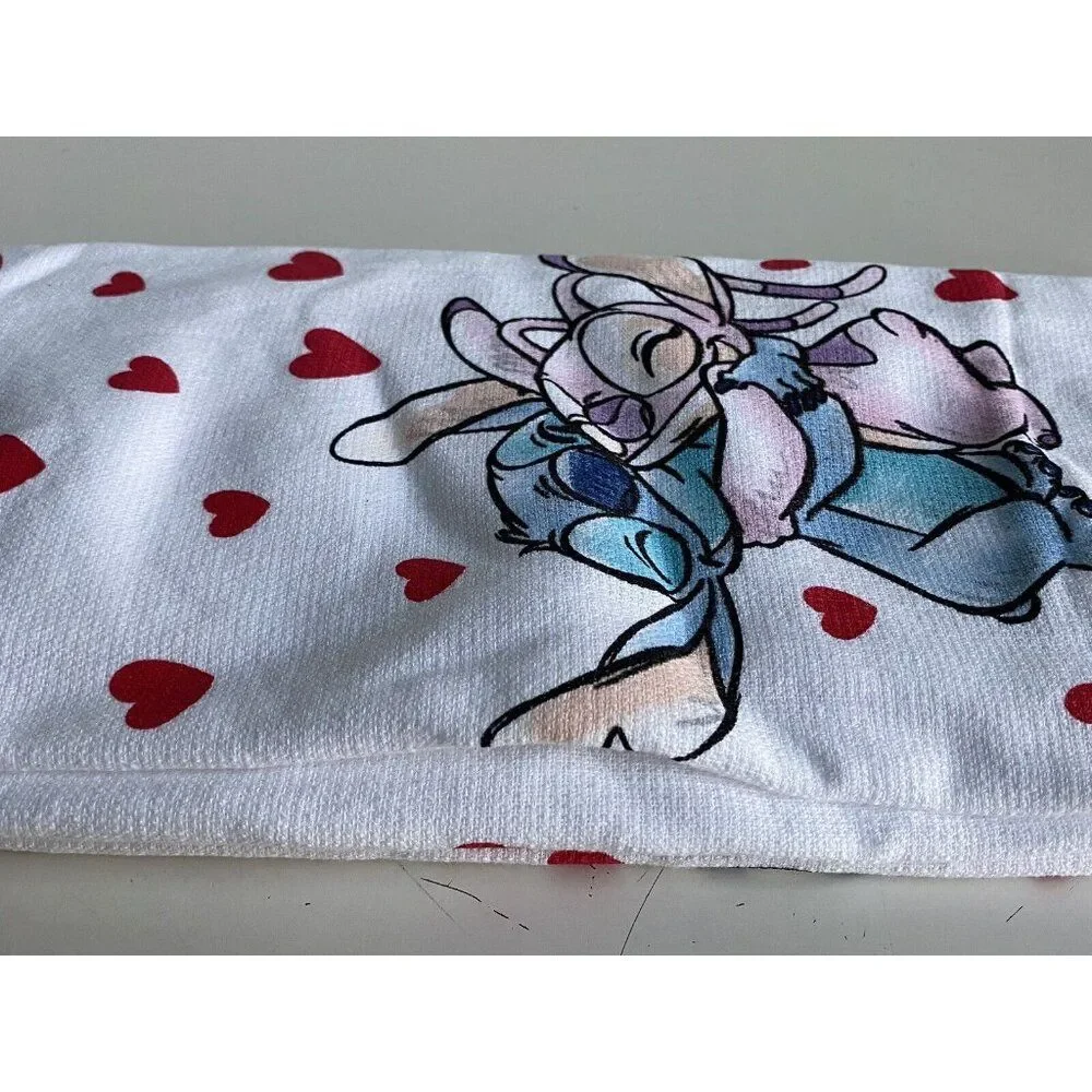 2 Pack‎ Disney Stitch And Angel Kitchen Towels Hearts Valentine's Day Love NEW